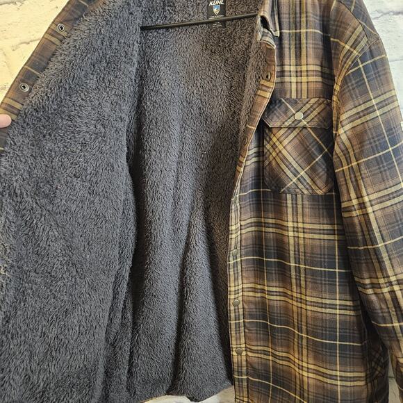 Kuhl Joyrydr Jacket Shirt Mens XXL Sherpa Lined Brown Flannel Snap Style 7253 - Picture 4 of 10